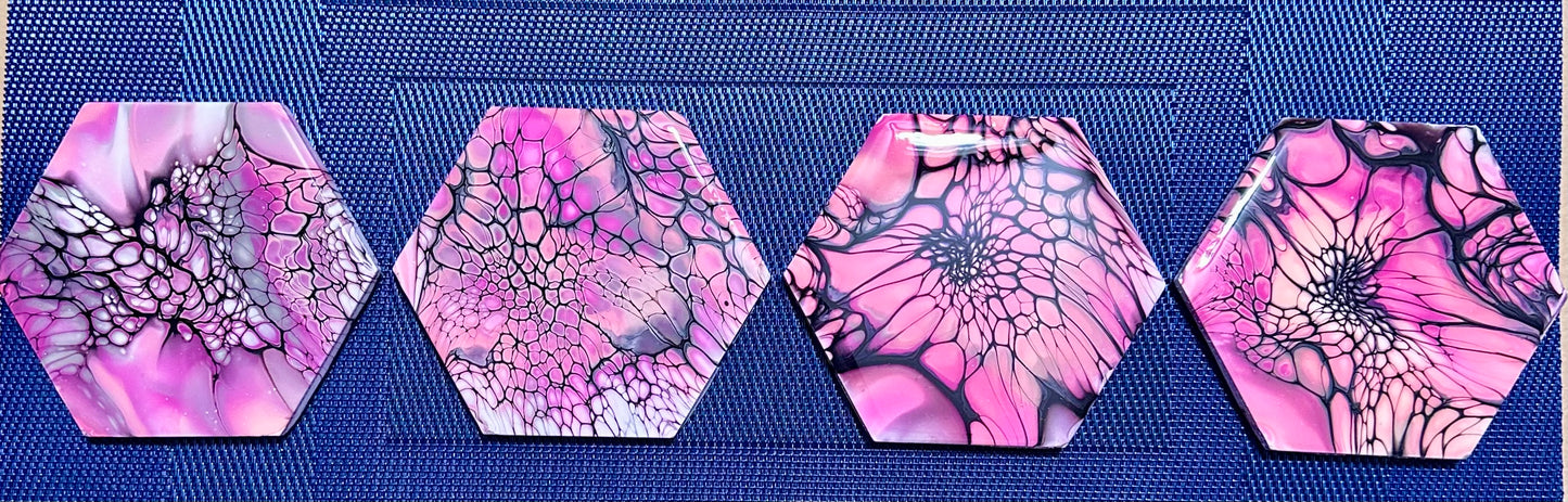 4-coaster set with resin topcoat