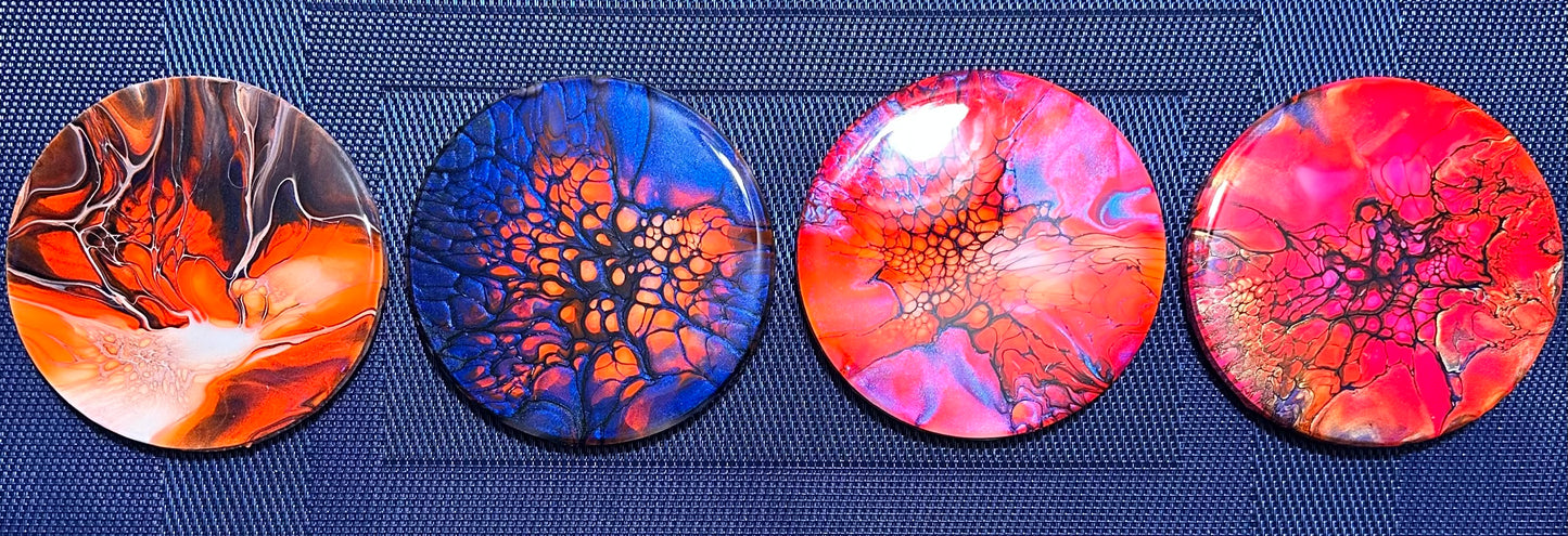 4-coaster set with resin topcoat