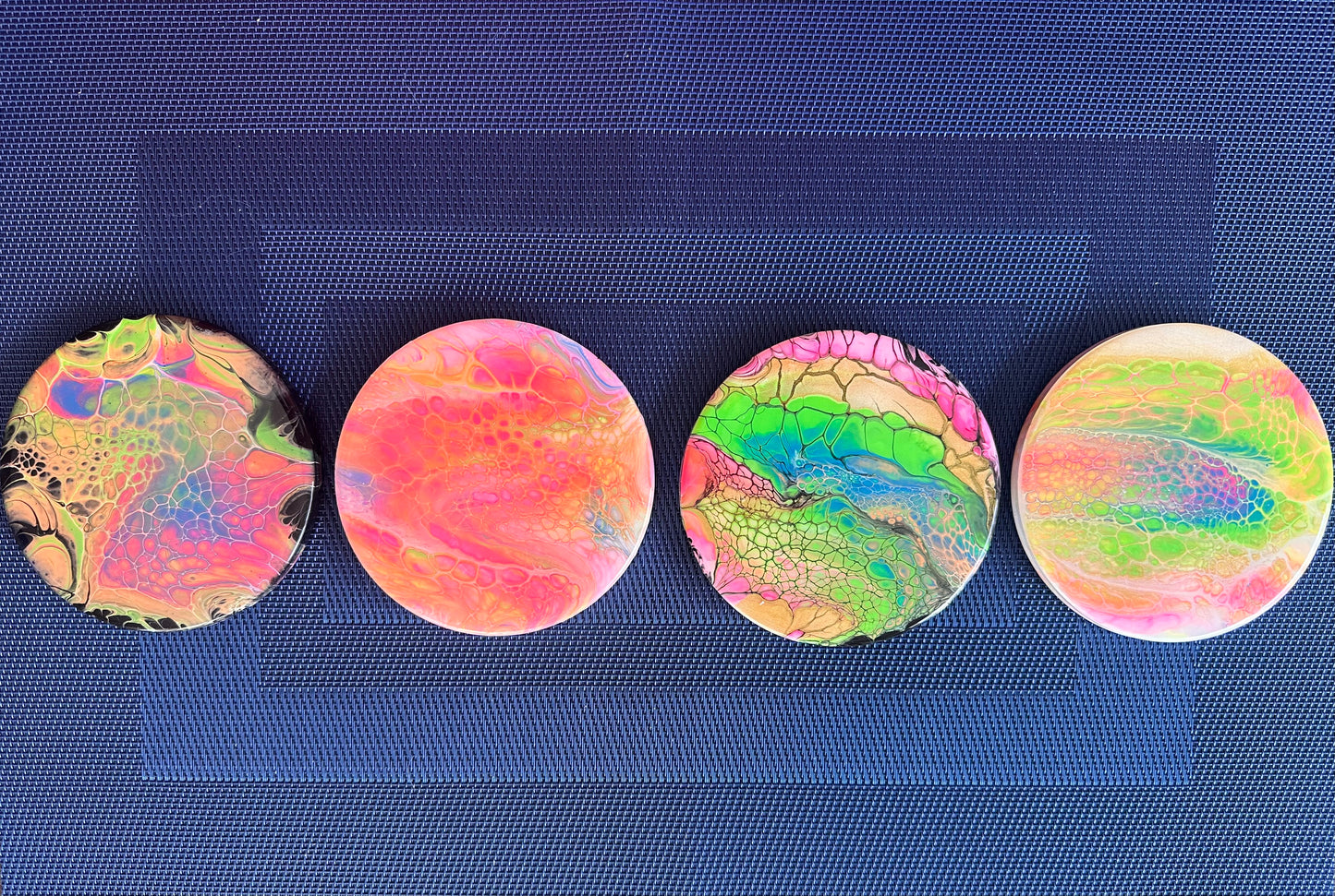 4 coaster set with resin topcoat