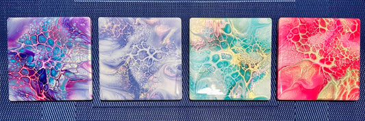 4-coaster set with resin topcoat