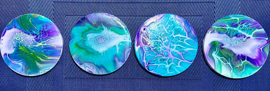 4-coaster set with resin topcoat