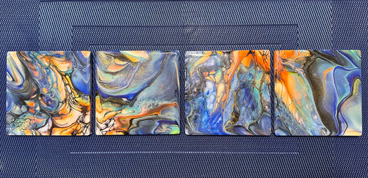 4 coaster set with resin topcoat