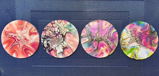 4-coaster set with resin topcoat