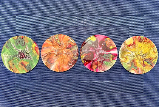 4 coaster set with resin topcoat